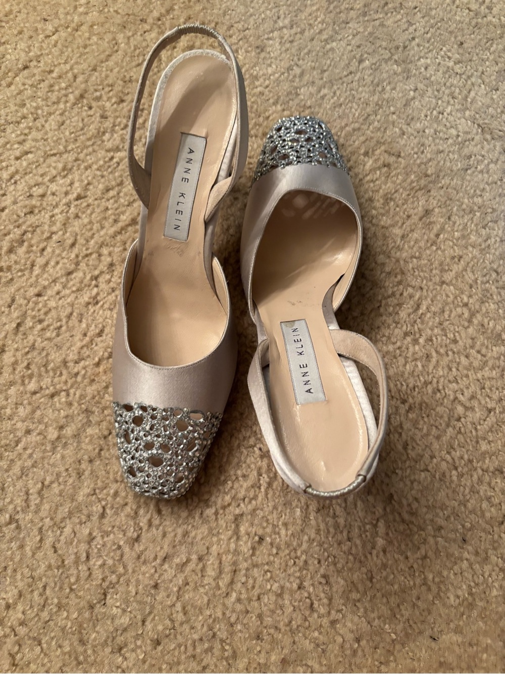 Anne Klein Silver Sparkle Slingback Mules